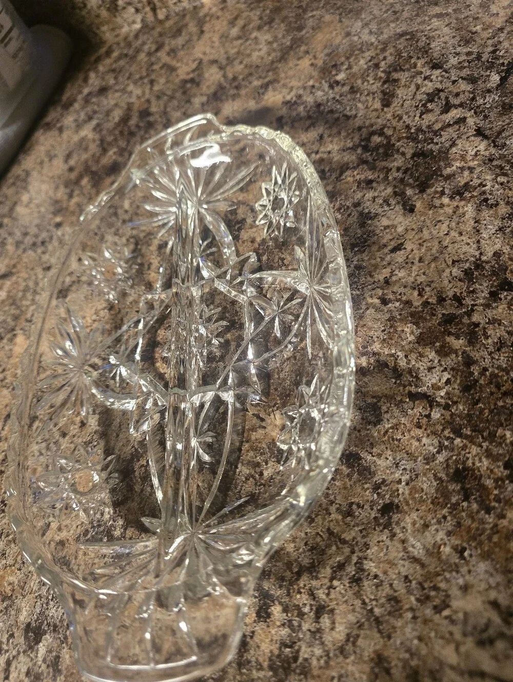 Vintage Crystal Slotted Serving Dish